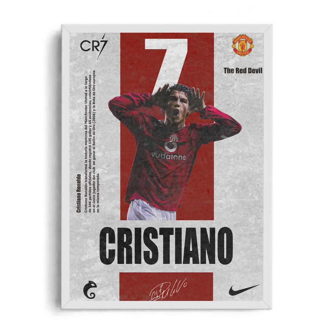 Cristiano Ronaldo 'The Red Devil' Manchester United Framed Graphic Art Poster