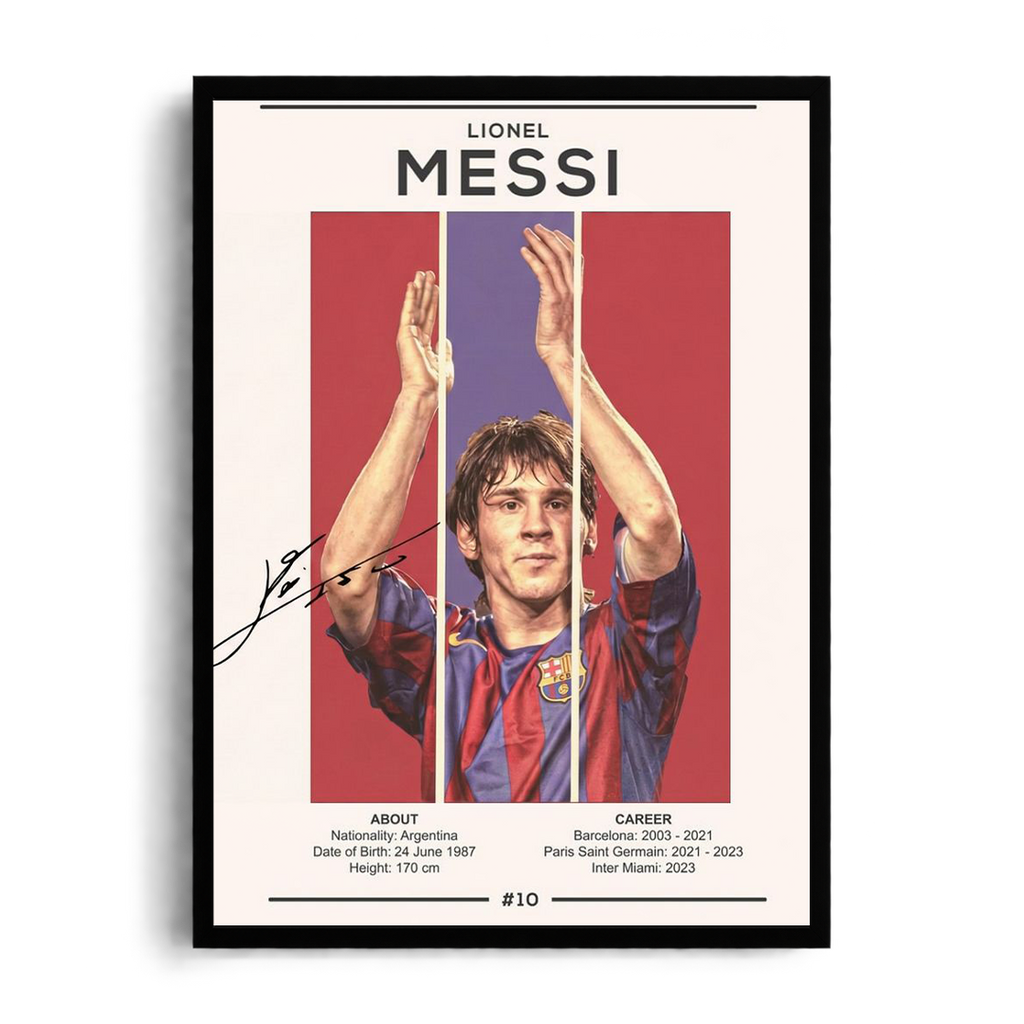 Lionel Messi 'Career Profile Triptych' FC Barcelona Framed Graphic Art Poster