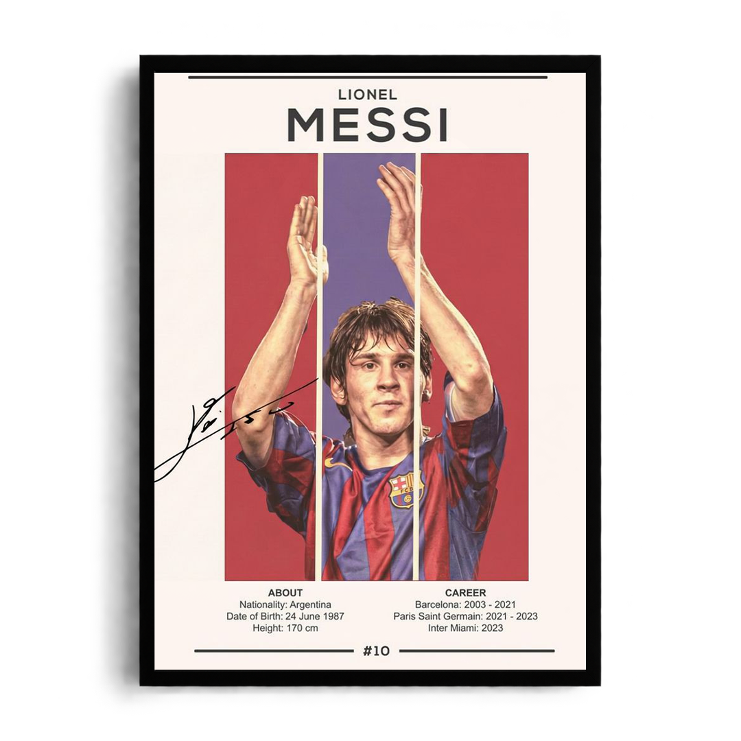 Lionel Messi 'Career Profile Triptych' FC Barcelona Framed Graphic Art Poster