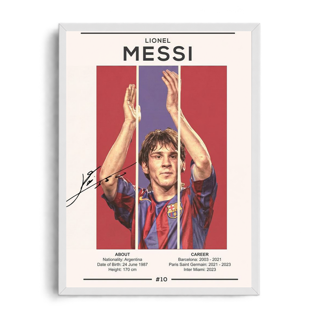 Lionel Messi 'Career Profile Triptych' FC Barcelona Framed Graphic Art Poster