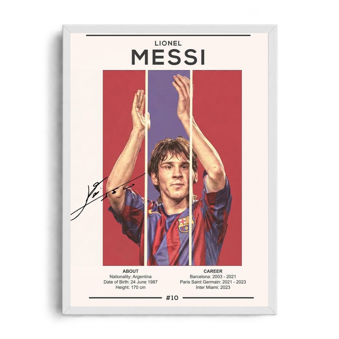 Lionel Messi 'Career Profile Triptych' FC Barcelona Framed Graphic Art Poster
