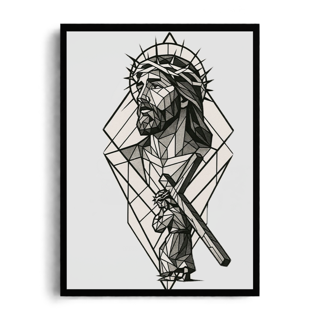 CHRIST THE REDEEMER" Sacred Geometric Line-Art Framed Graphic Poster