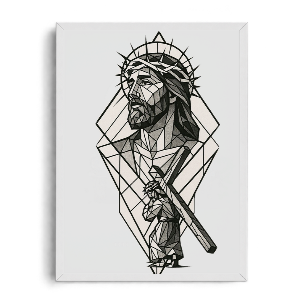 CHRIST THE REDEEMER" Sacred Geometric Line-Art Framed Graphic Poster