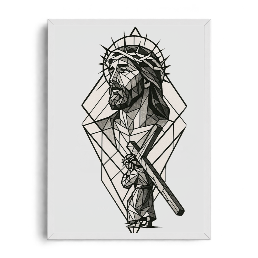 CHRIST THE REDEEMER" Sacred Geometric Line-Art Framed Graphic Poster