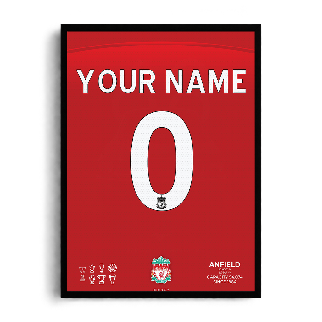 Liverpool FC 'Your Name & Number' Custom Kit Framed Graphic Art Poster