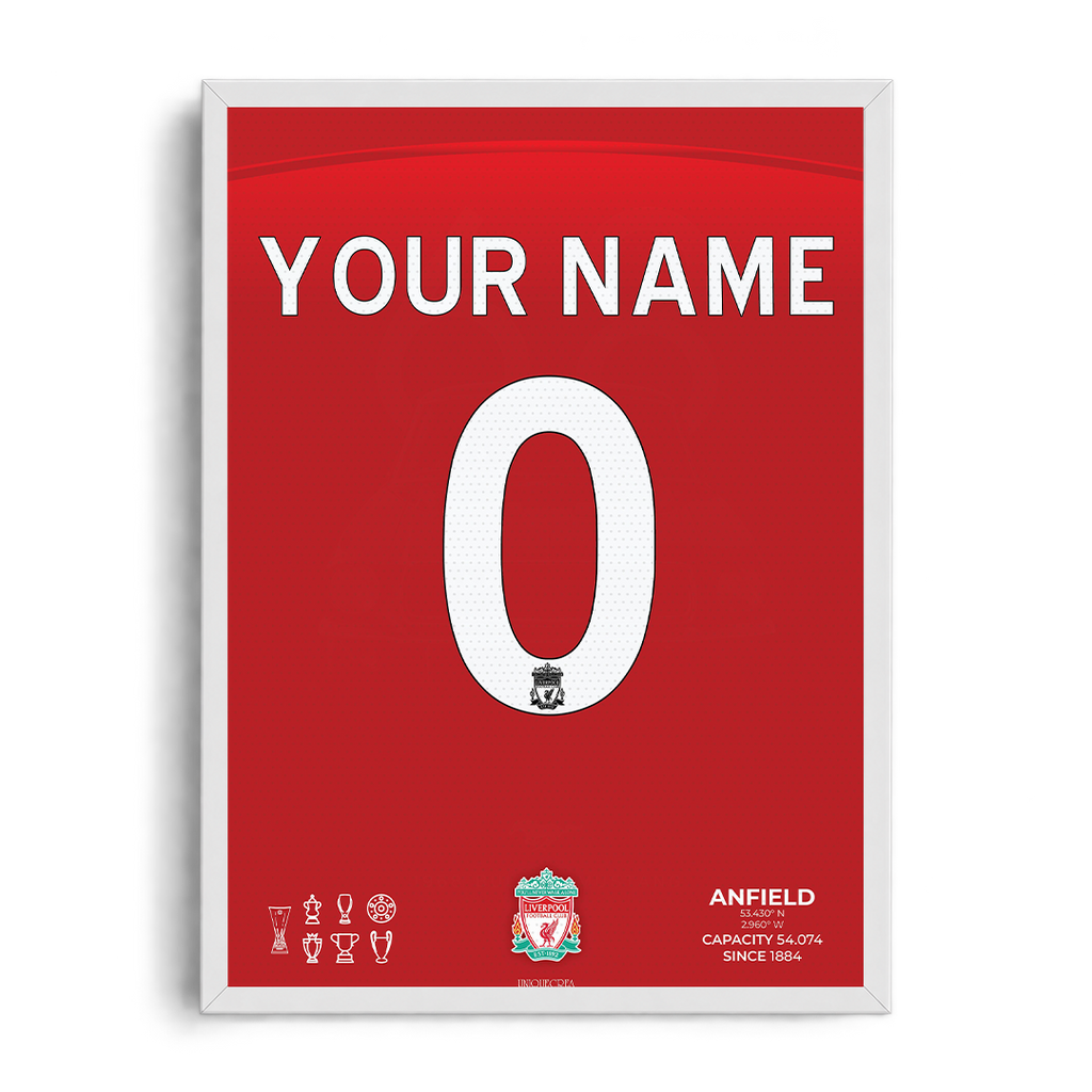 Liverpool FC 'Your Name & Number' Custom Kit Framed Graphic Art Poster