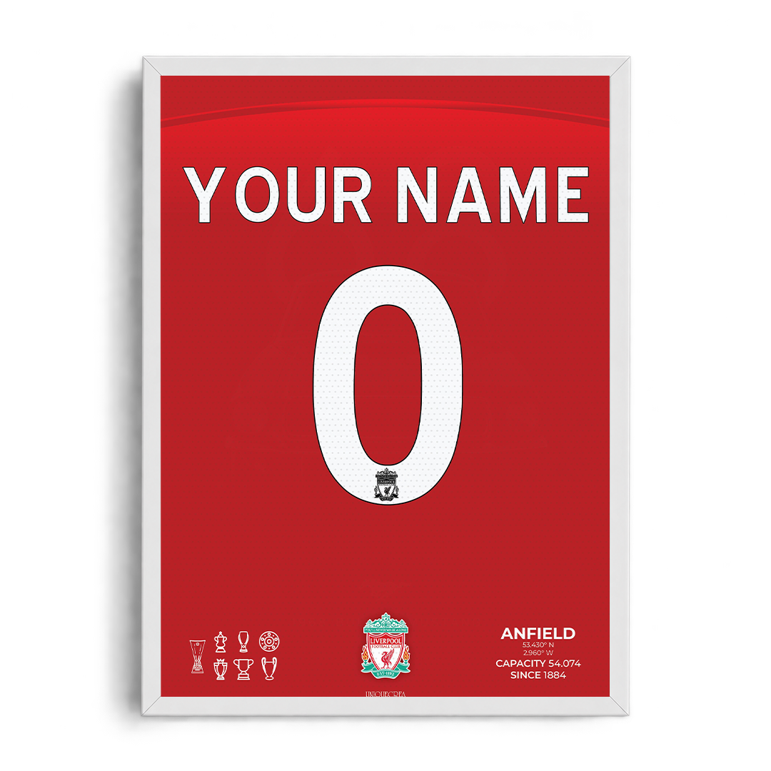 Liverpool FC 'Your Name & Number' Custom Kit Framed Graphic Art Poster