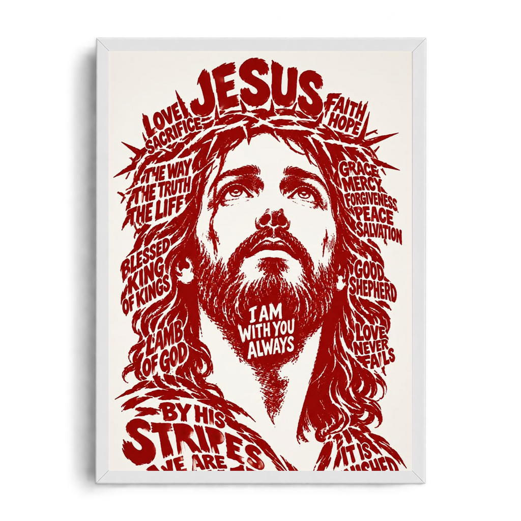 JESUS - WORD ART" Sacred Typography Framed Graphic Art Poster