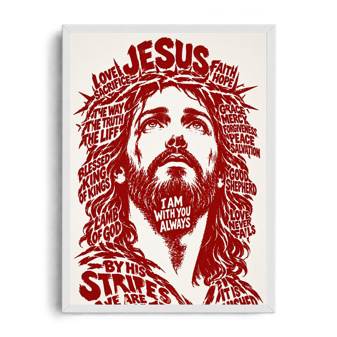 JESUS - WORD ART" Sacred Typography Framed Graphic Art Poster