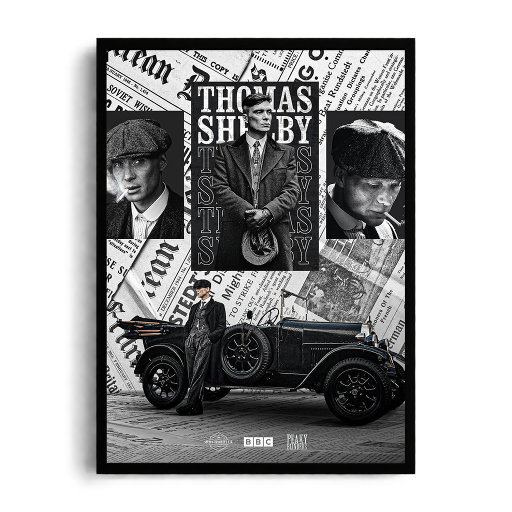 THOMAS SHELBY" Vintage Newspaper Collage Framed Graphic Art Poster