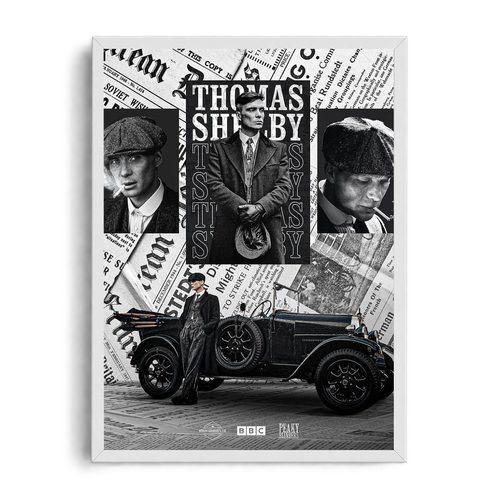 THOMAS SHELBY" Vintage Newspaper Collage Framed Graphic Art Poster