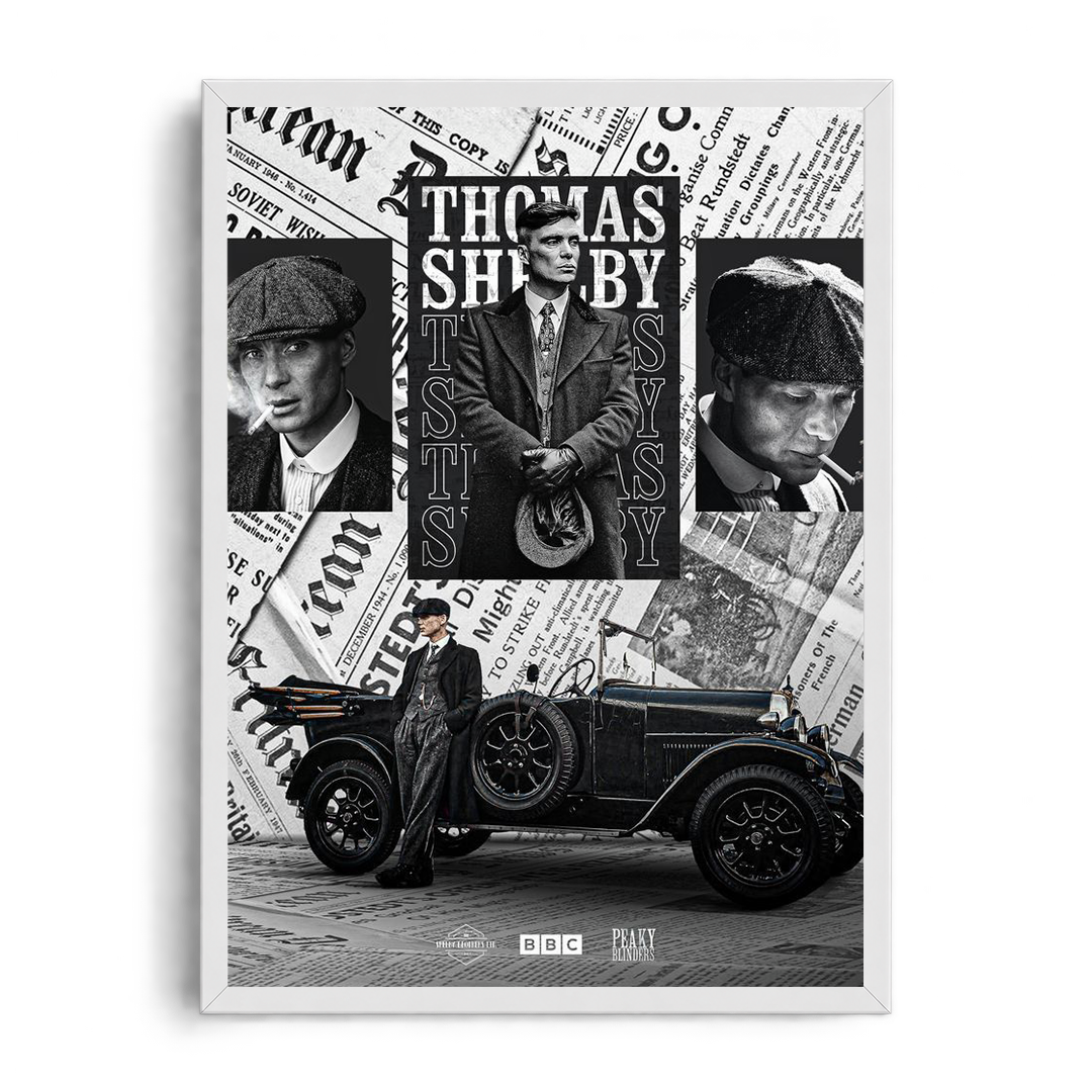 THOMAS SHELBY" Vintage Newspaper Collage Framed Graphic Art Poster