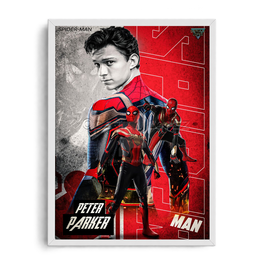 Spider-Man Iron Suit & Red Typography Framed Poster Art⁠