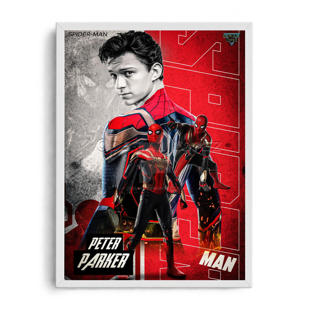 Spider-Man Iron Suit & Red Typography Framed Poster Art⁠