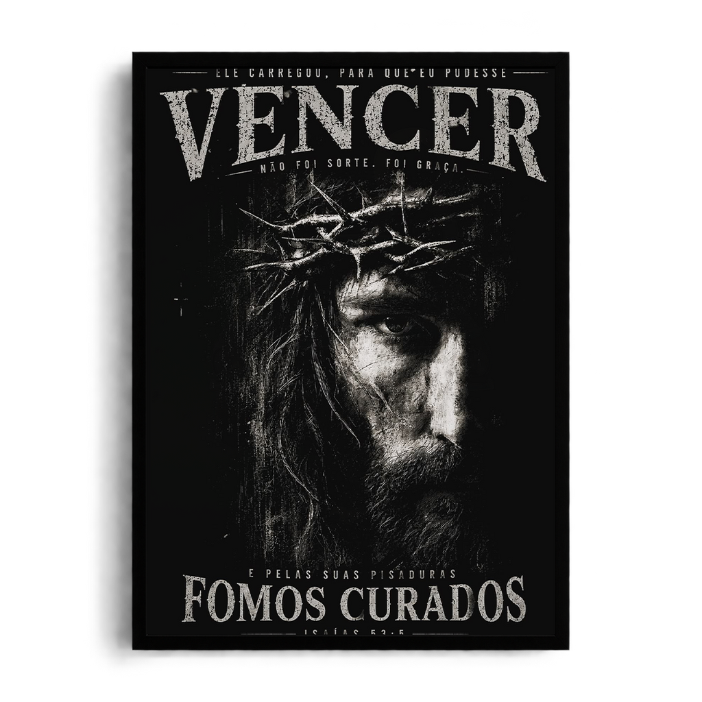 OVERCOME & HEALED" Dramatic Monochromatic Sacred Framed Graphic Poster