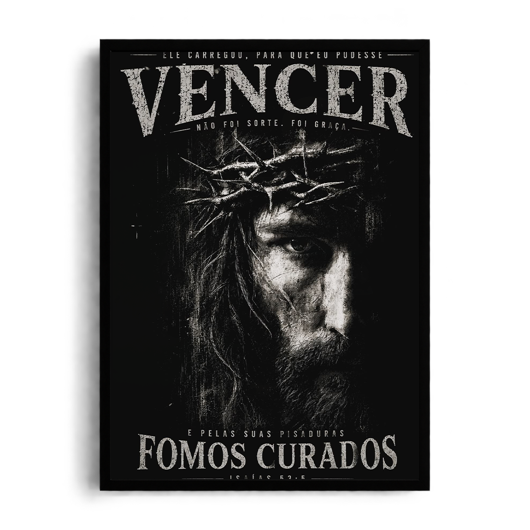 OVERCOME & HEALED" Dramatic Monochromatic Sacred Framed Graphic Poster