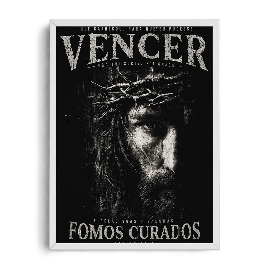 OVERCOME & HEALED" Dramatic Monochromatic Sacred Framed Graphic Poster