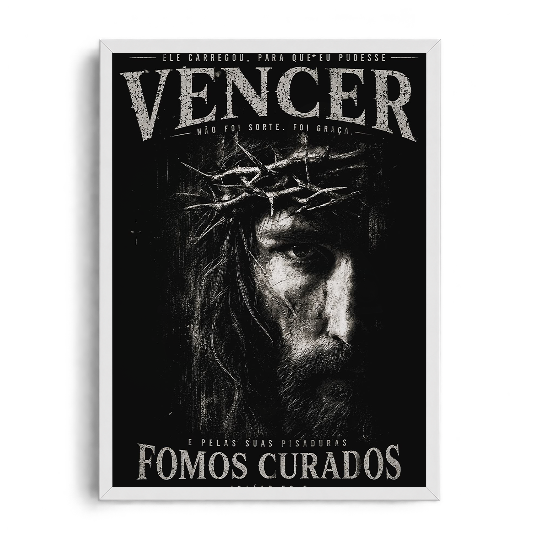 OVERCOME & HEALED" Dramatic Monochromatic Sacred Framed Graphic Poster