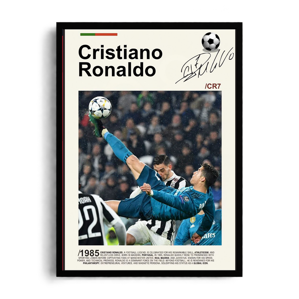Cristiano Ronaldo 'Iconic Bicycle Kick' UEFA Champions League Framed Graphic Art Poster