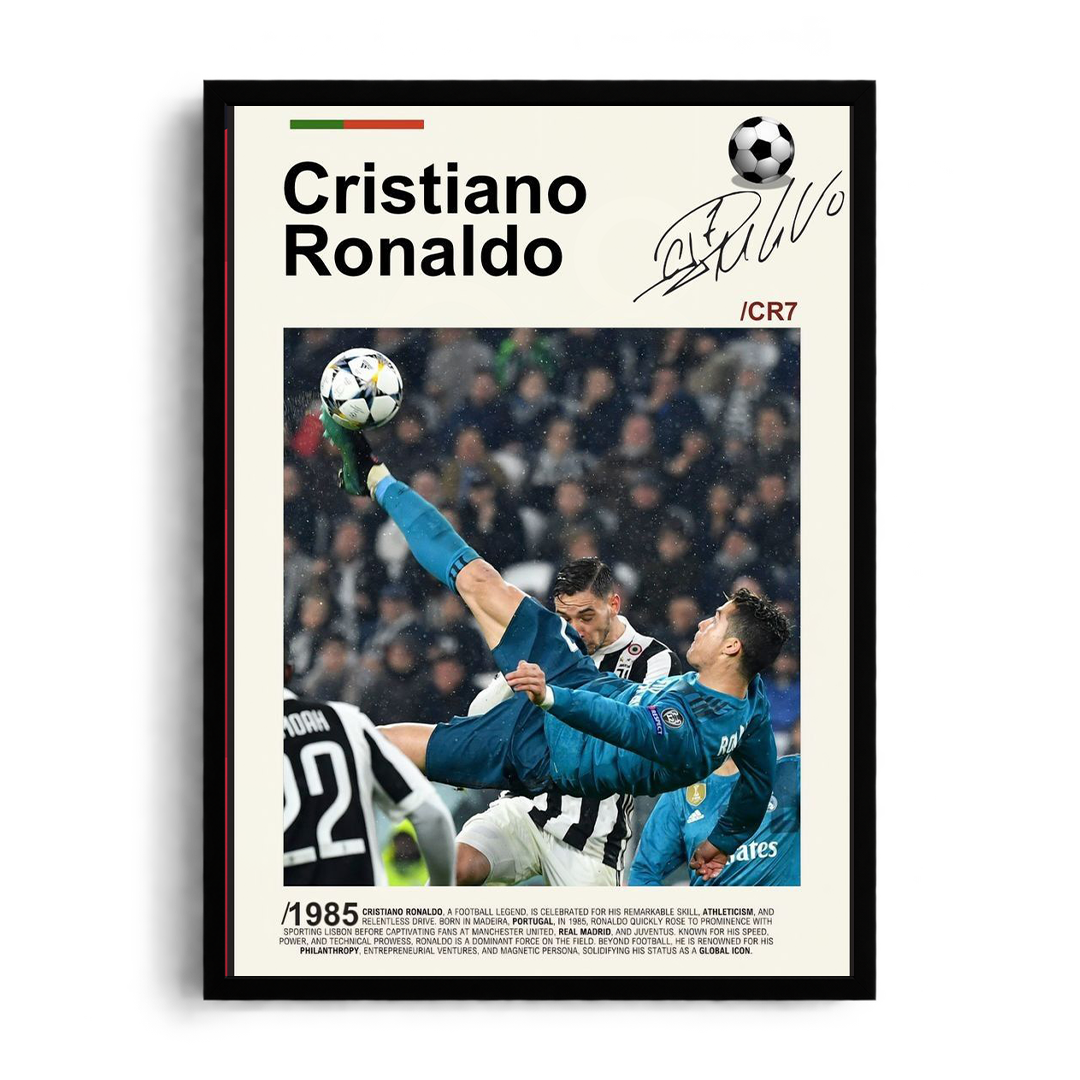 Cristiano Ronaldo 'Iconic Bicycle Kick' UEFA Champions League Framed Graphic Art Poster