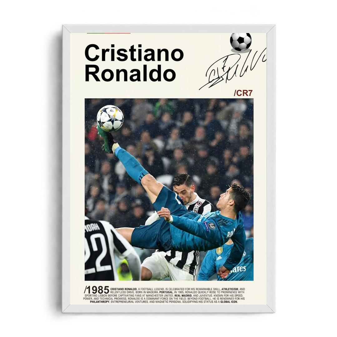 Cristiano Ronaldo 'Iconic Bicycle Kick' UEFA Champions League Framed Graphic Art Poster