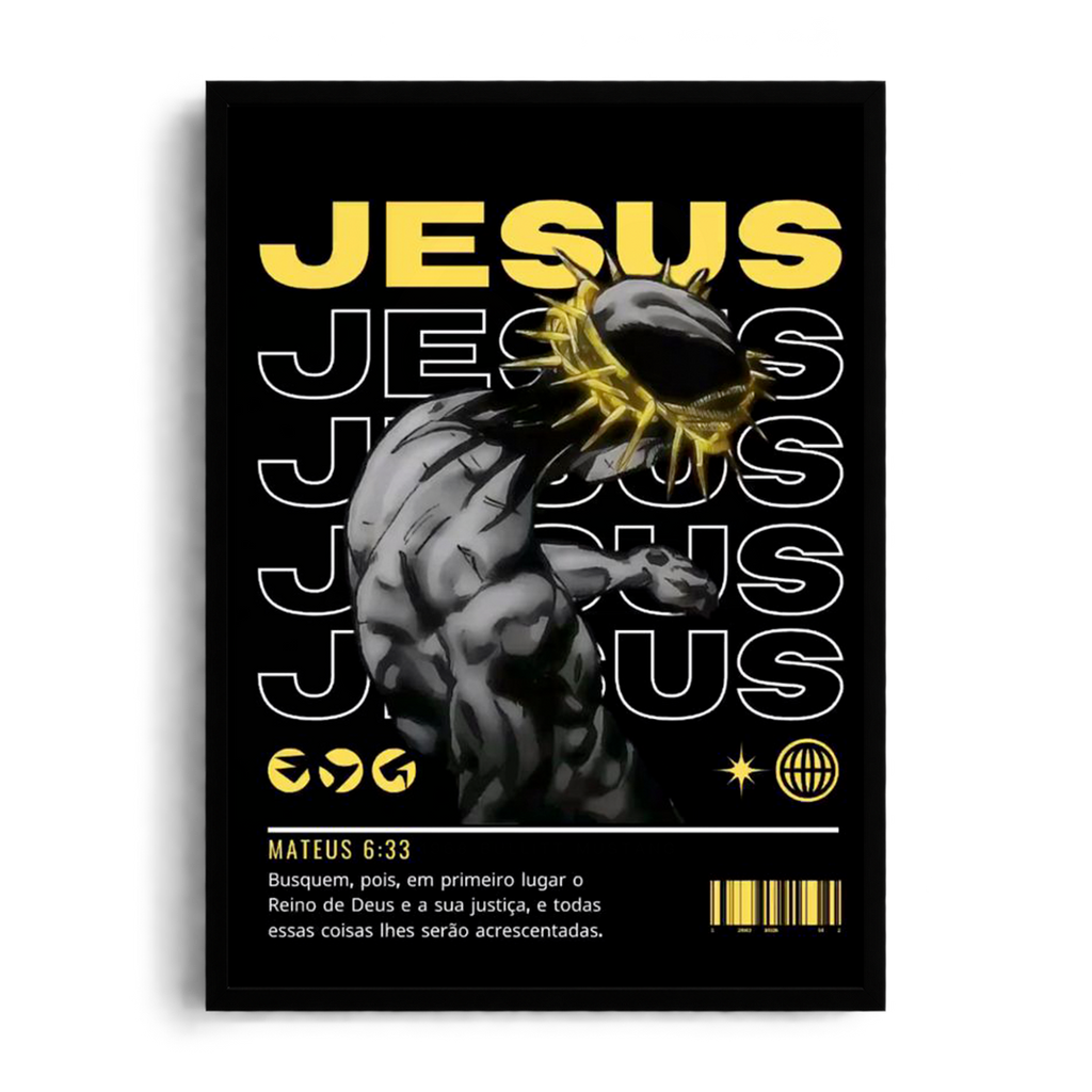 "JESUS / MATTHEW 6:33" Modern Urban Streetwear Framed Graphic Art Poster