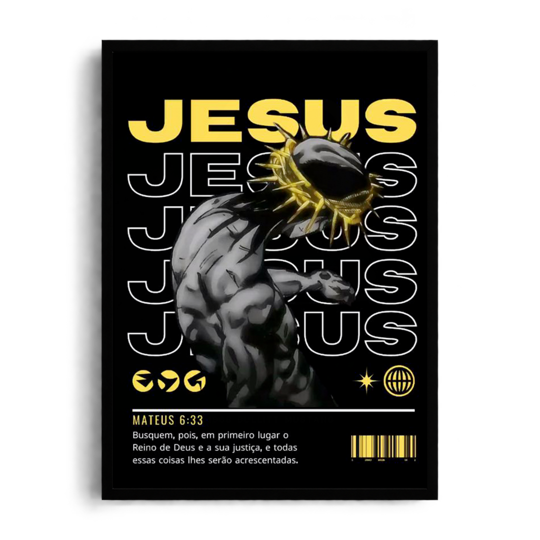 "JESUS / MATTHEW 6:33" Modern Urban Streetwear Framed Graphic Art Poster