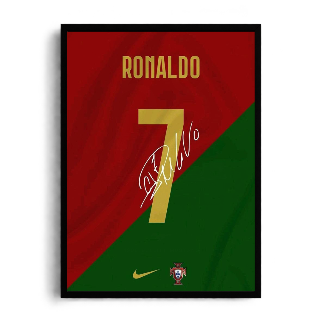 Cristiano Ronaldo 'Portugal No. 7' Autographed National Team Kit Framed Graphic Art Poster