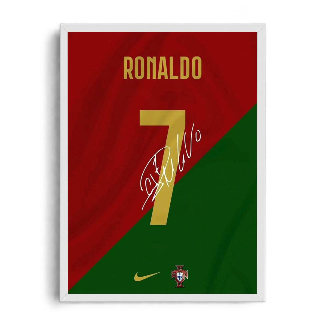 Cristiano Ronaldo 'Portugal No. 7' Autographed National Team Kit Framed Graphic Art Poster