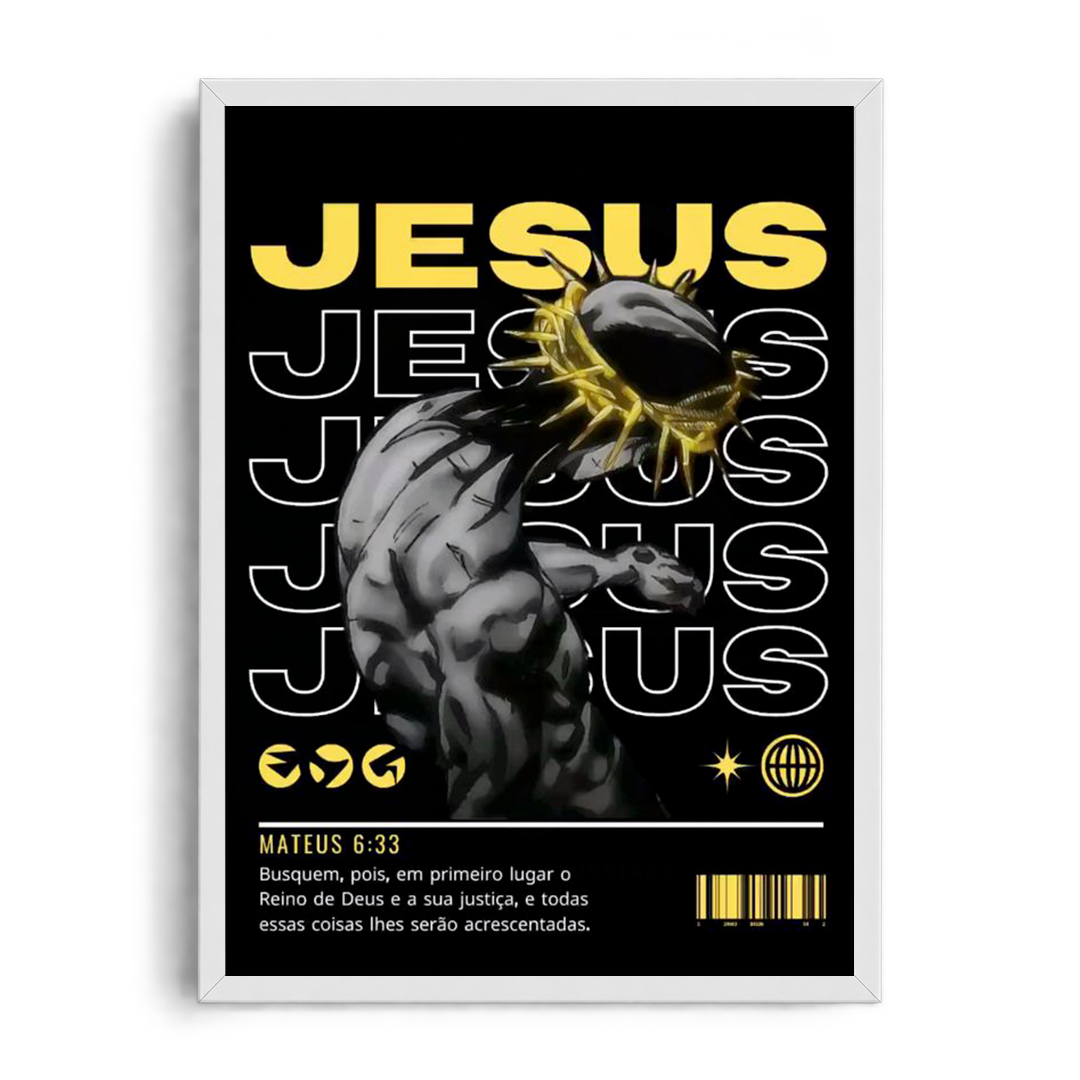 "JESUS / MATTHEW 6:33" Modern Urban Streetwear Framed Graphic Art Poster