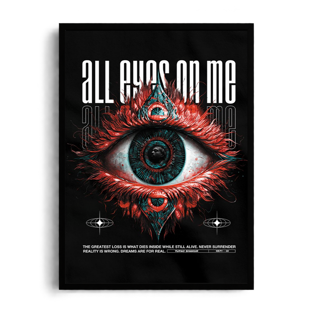 "ALL EYEZ ON ME - Tupac Shakur Tribute" Cyberpunk Editorial Framed Graphic Art Poster