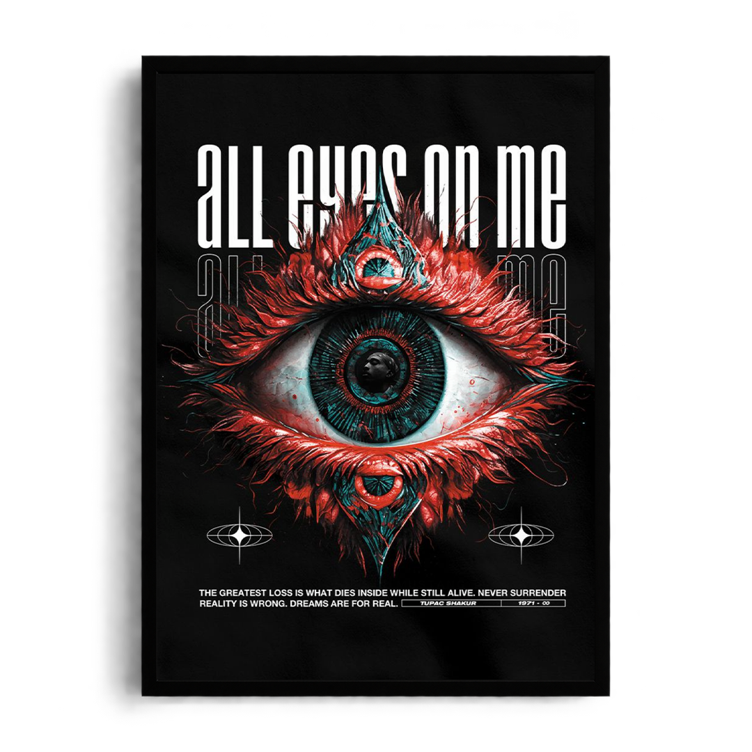 "ALL EYEZ ON ME - Tupac Shakur Tribute" Cyberpunk Editorial Framed Graphic Art Poster