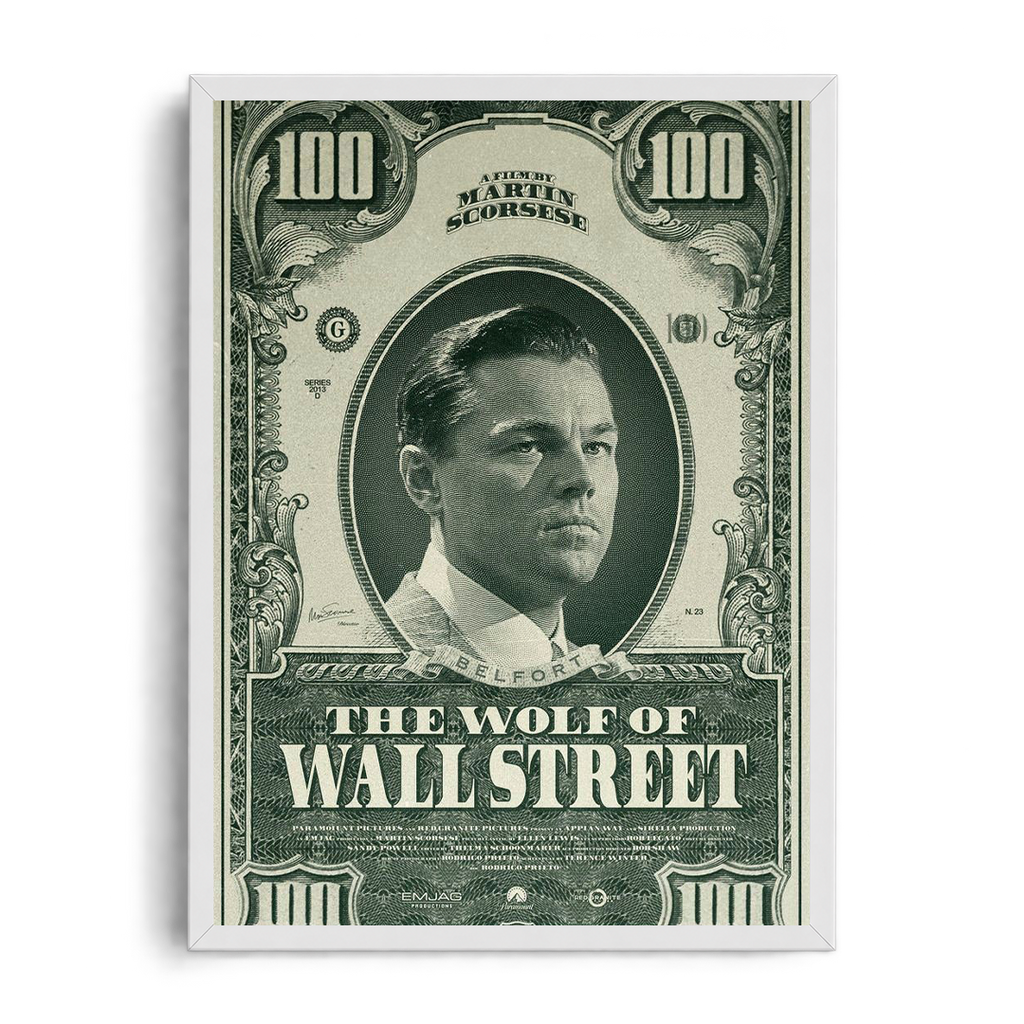 THE WOLF OF WALL STREET" Vintage Banknote Framed Graphic Art Poster