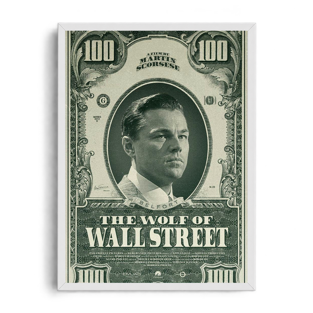 THE WOLF OF WALL STREET" Vintage Banknote Framed Graphic Art Poster