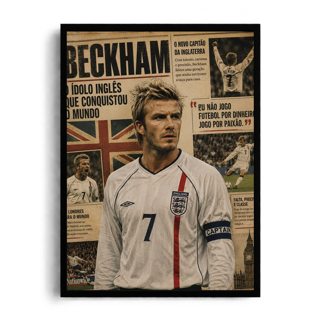 BECKHAM - The Golden Captain" Vintage Newspaper Framed Graphic Art Poster