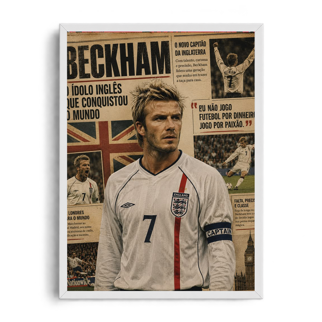 BECKHAM - The Golden Captain" Vintage Newspaper Framed Graphic Art Poster