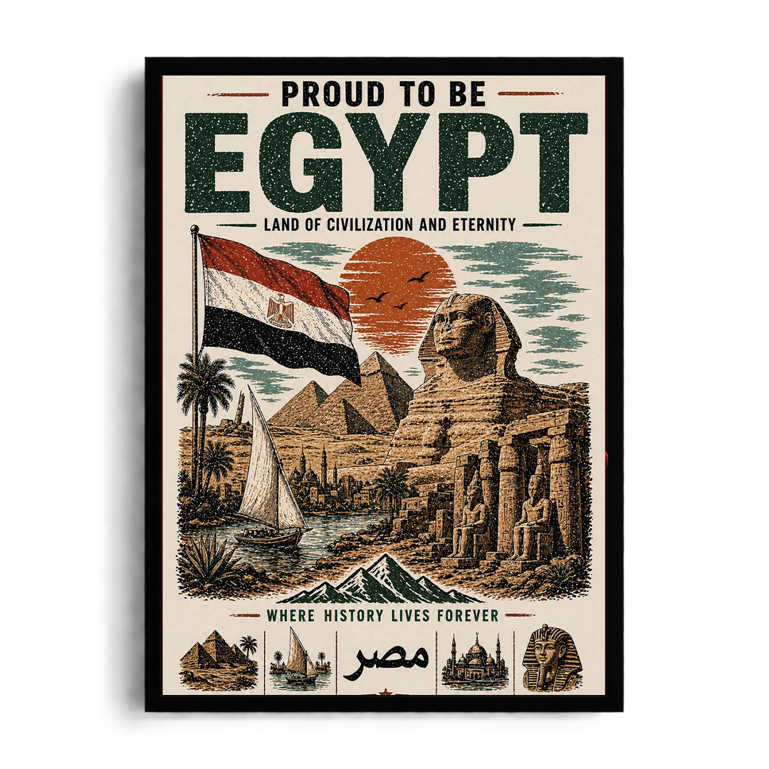Egypt 'Land of Civilization and Eternity' Vintage Heritage Framed Graphic Art Poster