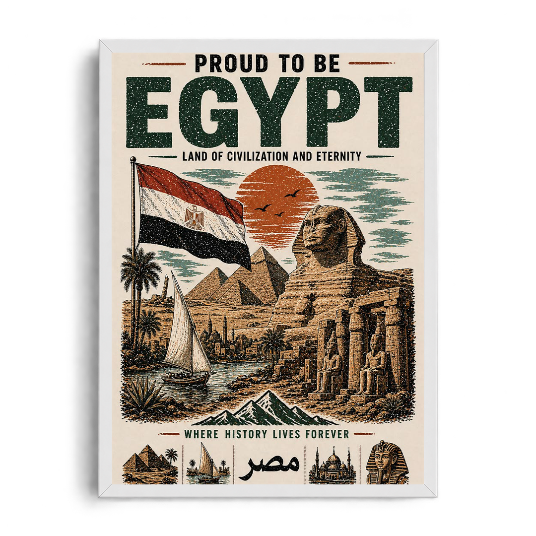 Egypt 'Land of Civilization and Eternity' Vintage Heritage Framed Graphic Art Poster