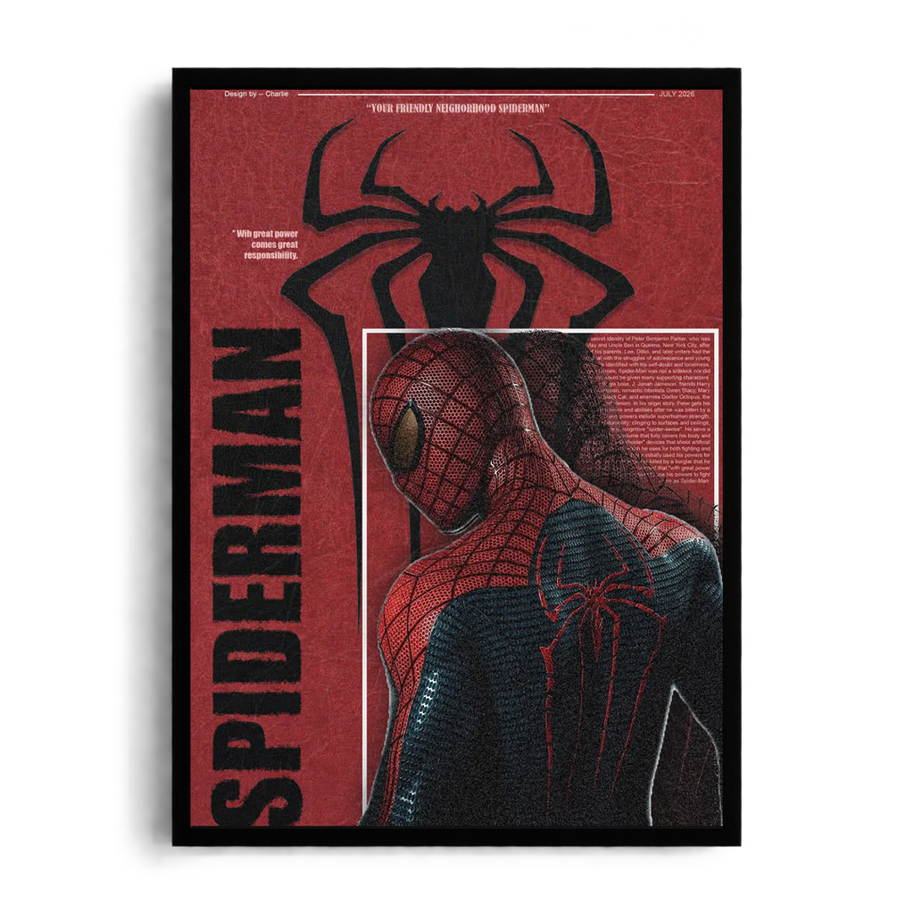 Your Friendly Neighborhood" Red Minimalist Spider-Man Framed Art