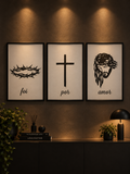 FOI POR AMOR" Minimalist Sacred Framed Art Poster Set (Triptych)