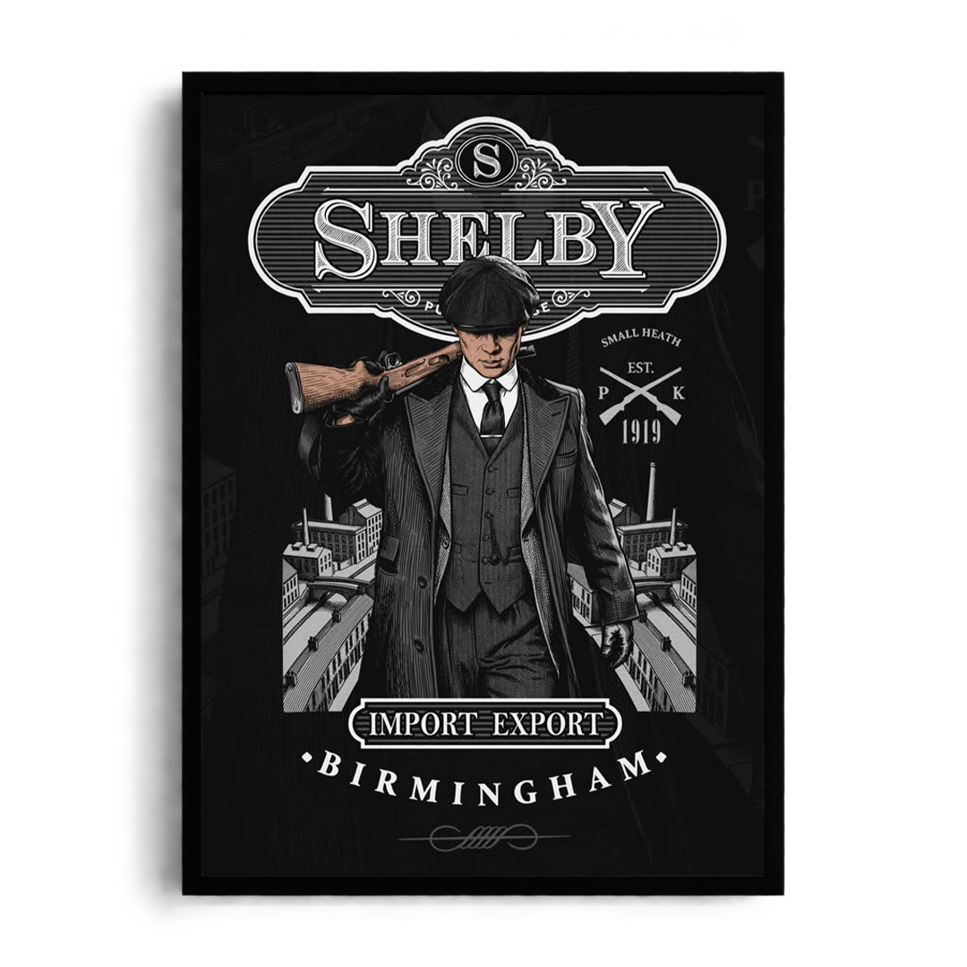 SHELBY CO." Vintage Whiskey Label Framed Graphic Art Poster
