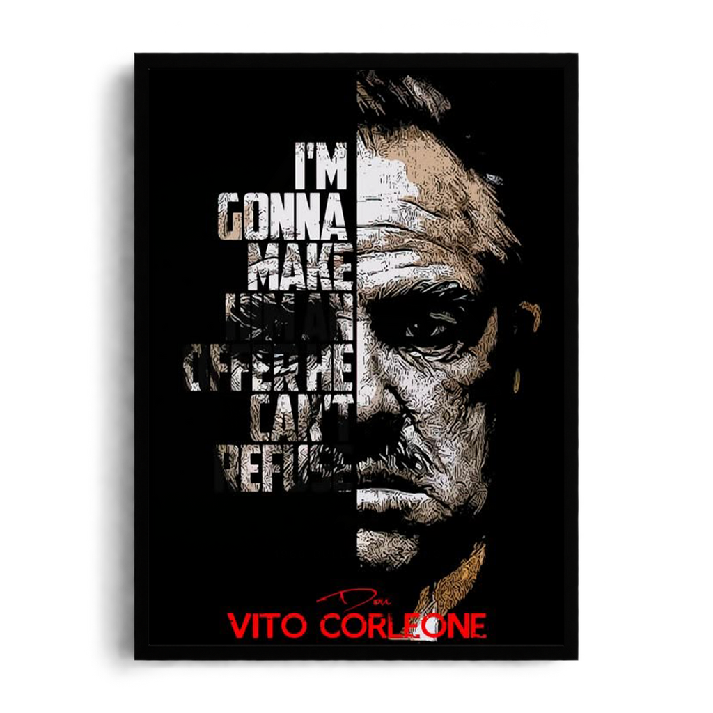 DON VITO CORLEONE - The Offer" Half-Face Typography Framed Graphic Art Poster
