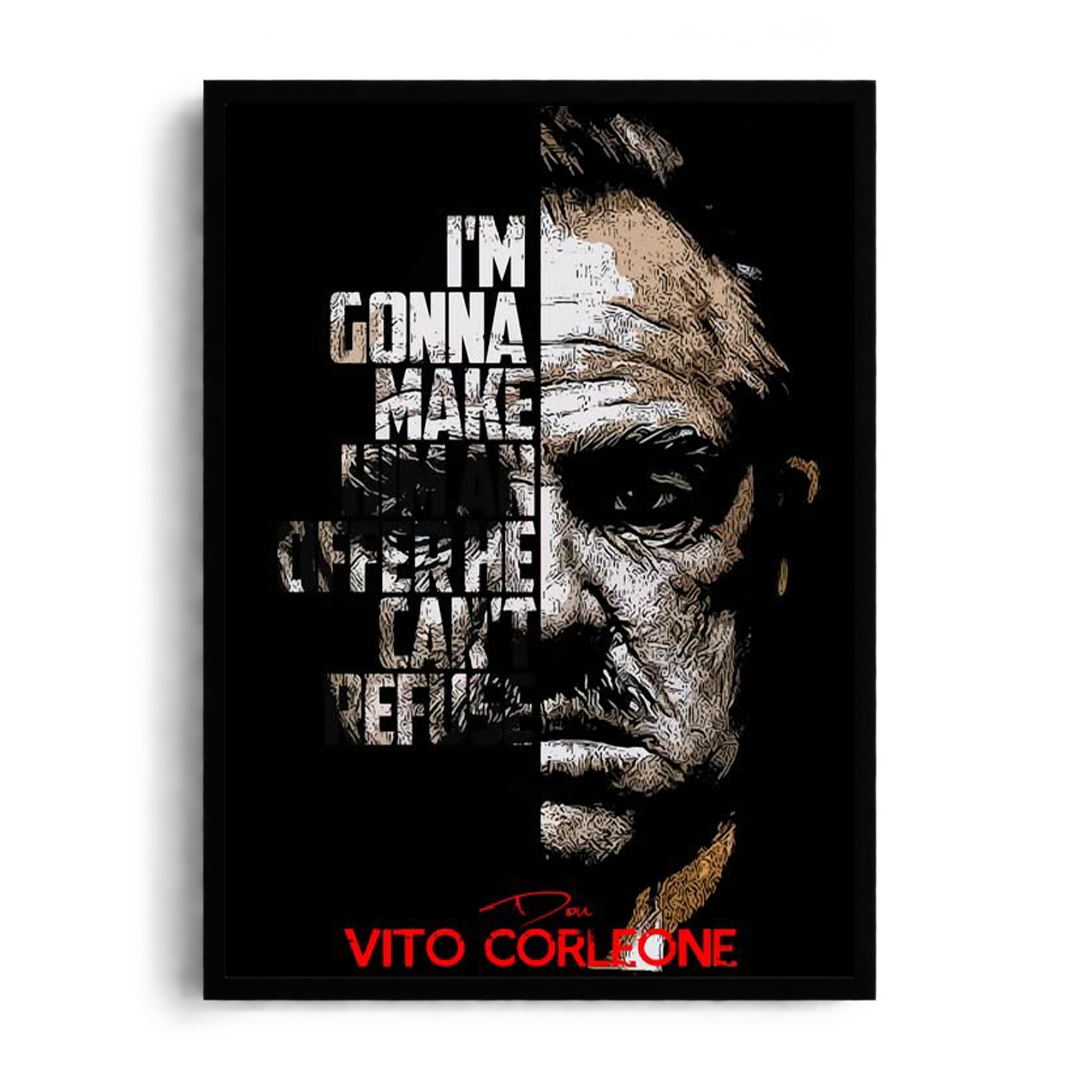 DON VITO CORLEONE - The Offer" Half-Face Typography Framed Graphic Art Poster