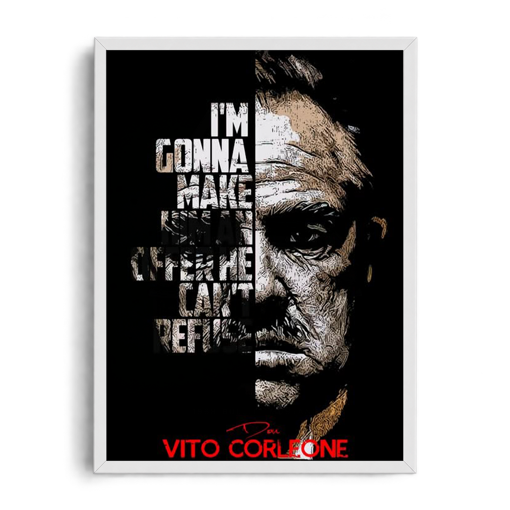 DON VITO CORLEONE - The Offer" Half-Face Typography Framed Graphic Art Poster