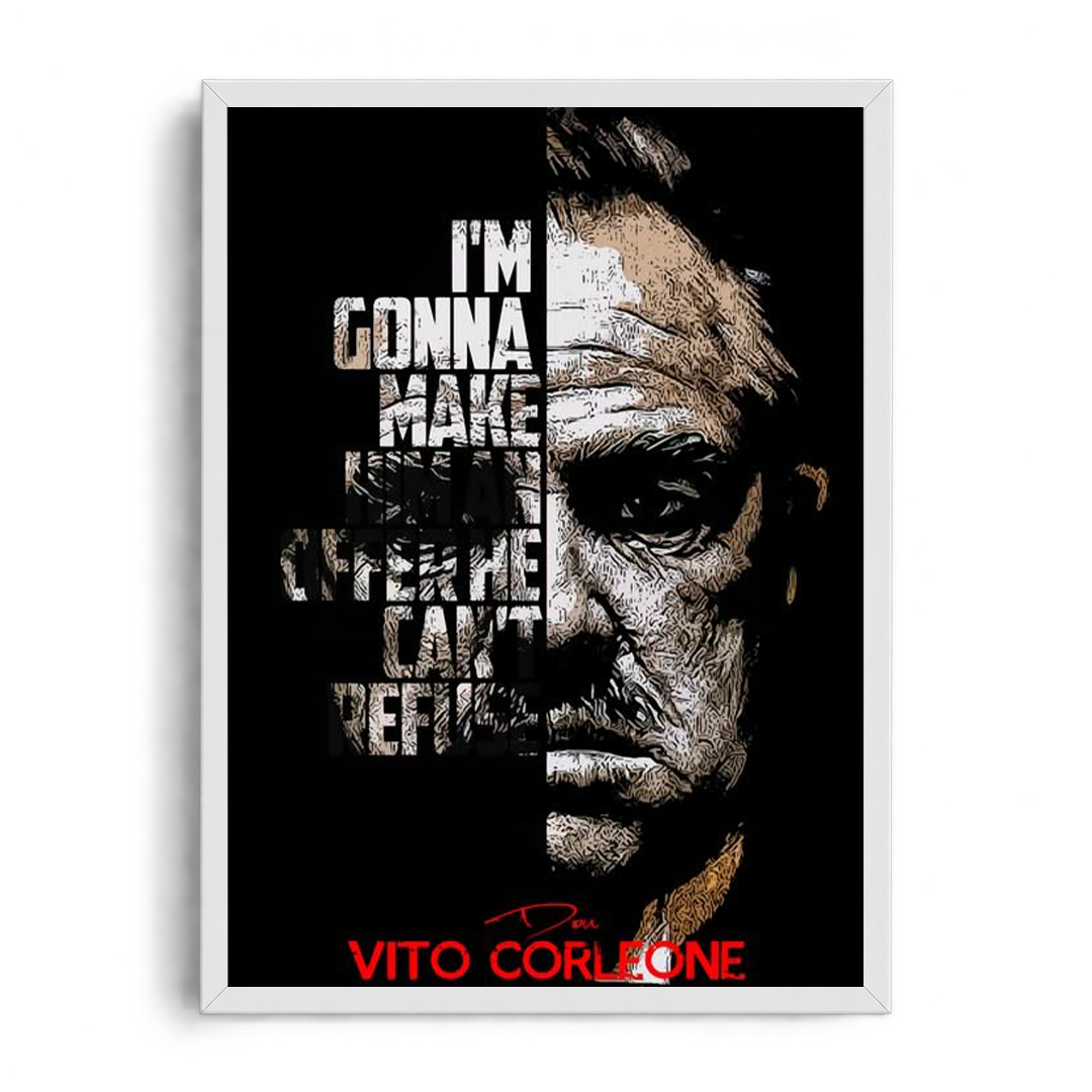 DON VITO CORLEONE - The Offer" Half-Face Typography Framed Graphic Art Poster
