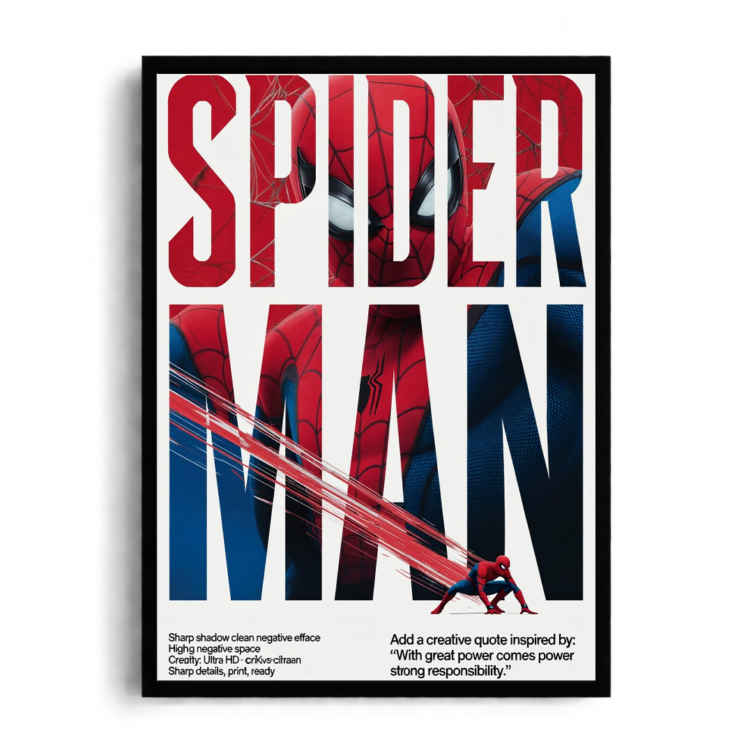 Spider-Man Typography Collage & Minimalist Framed Art⁠