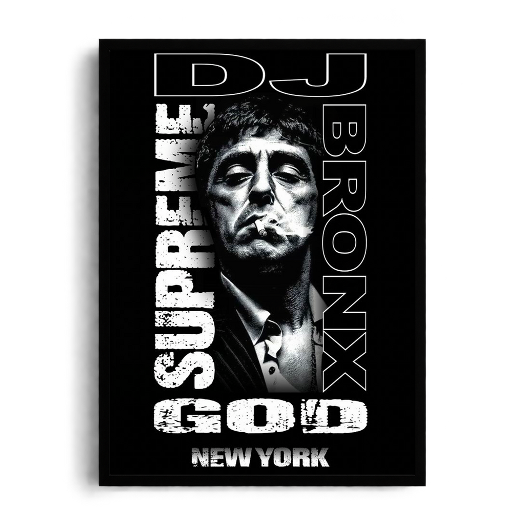 TONY MONTANA - Supreme God" Streetwear Editorial Framed Graphic Art Poster