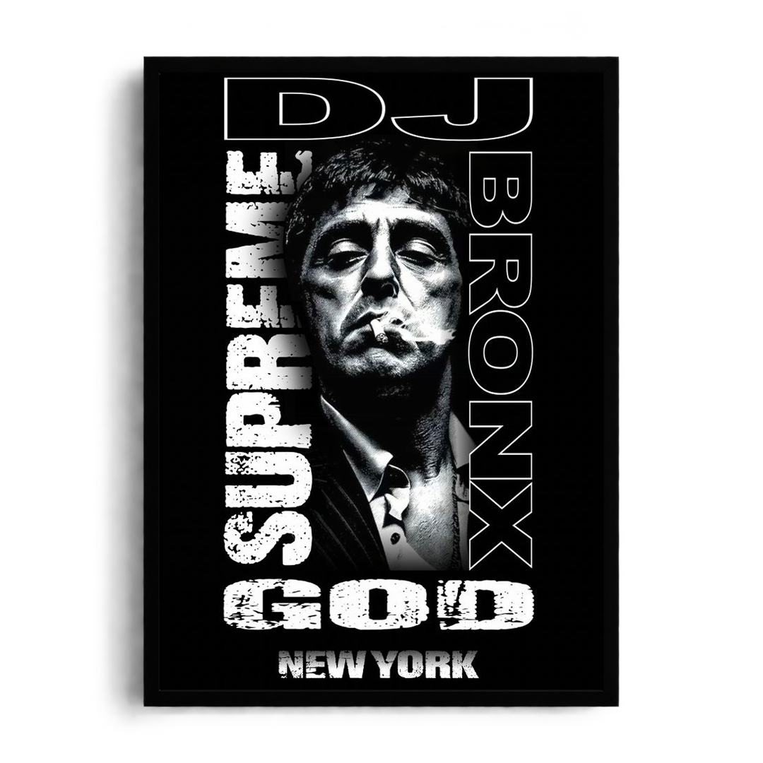 TONY MONTANA - Supreme God" Streetwear Editorial Framed Graphic Art Poster