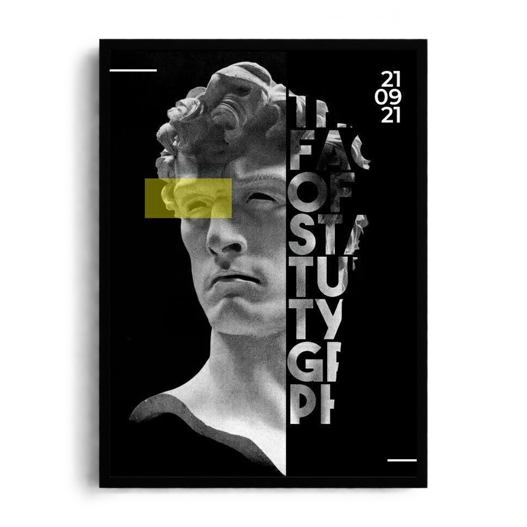 THE FACE OF STATUE" Modern Classical Art Framed Graphic Poster