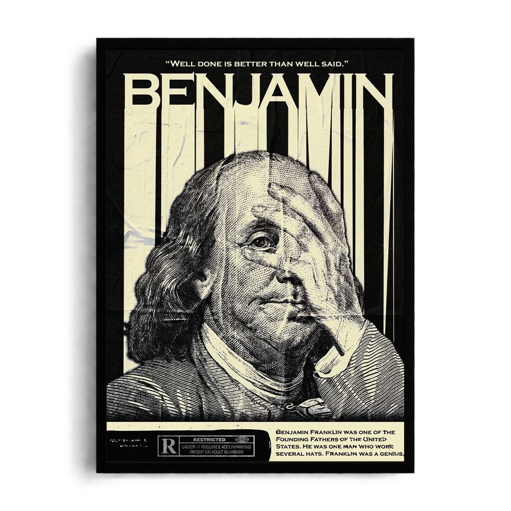 Benjamin Franklin - Well Done Is Better Than Well Said" Vintage Graphic Art Poster
